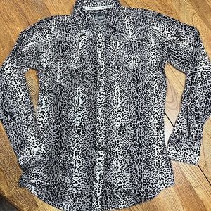 Cowgirl Hardware Shirt  S Black/White/Grey Leopard  100% Cotton